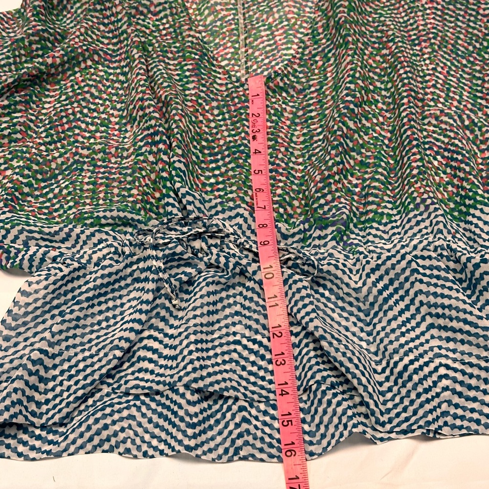 CAbi Sheer Multicolored Dolman Sleeve Top ~ Ties at Waist Ladies Size Small EUC - Picture 4 of 12